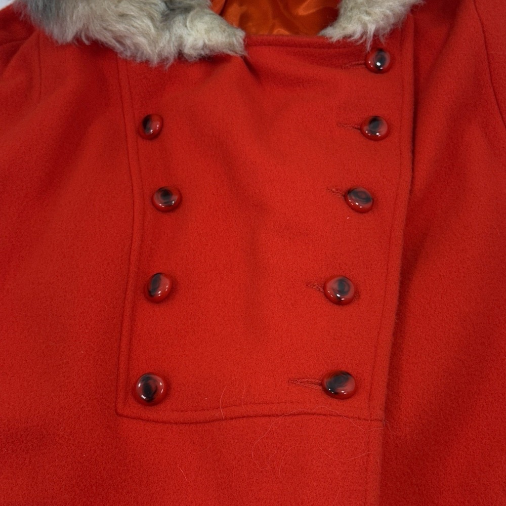 Vintage Red Leopard Faux Fur Womens Cloak Vest Gilet Cape One Size - Picture 2 of 11